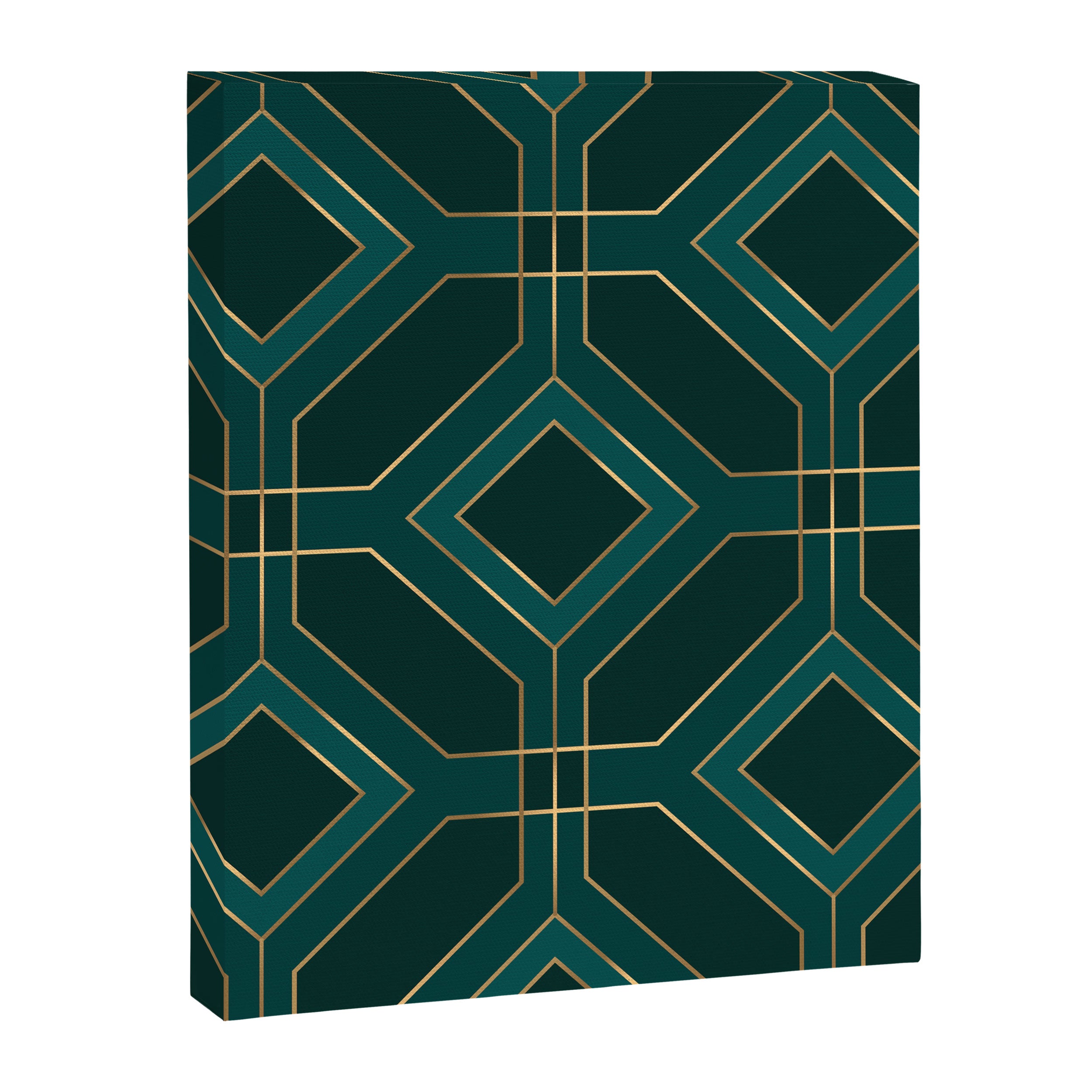 Art Deco Emerald Green & Gold Geometric Pattern Canvas Print Gallery Image 8