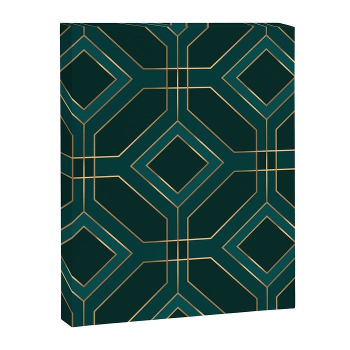 Art Deco Emerald Green & Gold Geometric Pattern Canvas Print Gallery Image 1
