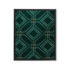 Art Deco Emerald Green & Gold Geometric Pattern Framed Canvas Print Gallery Image 8
