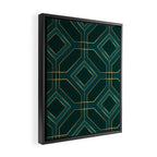 Art Deco Emerald Green & Gold Geometric Pattern Framed Canvas Print Gallery Image 2