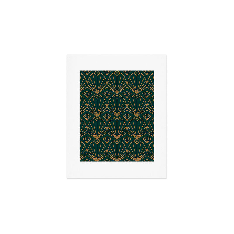 Art Deco Emerald Green & Gold Pattern Art Print Gallery Image 1