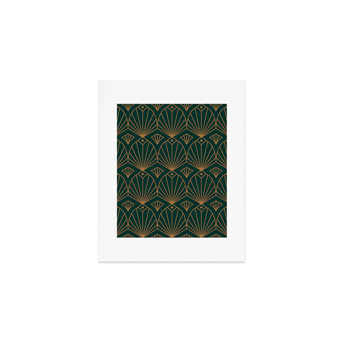 Art Deco Emerald Green & Gold Pattern Art Print Gallery Image 1