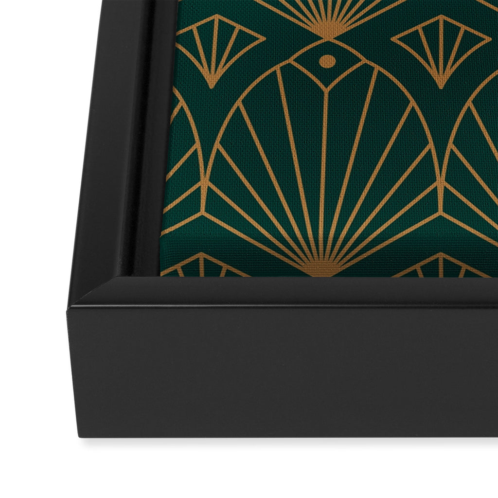 Art Deco Emerald Green & Gold Pattern Framed Canvas Print Gallery Image 3