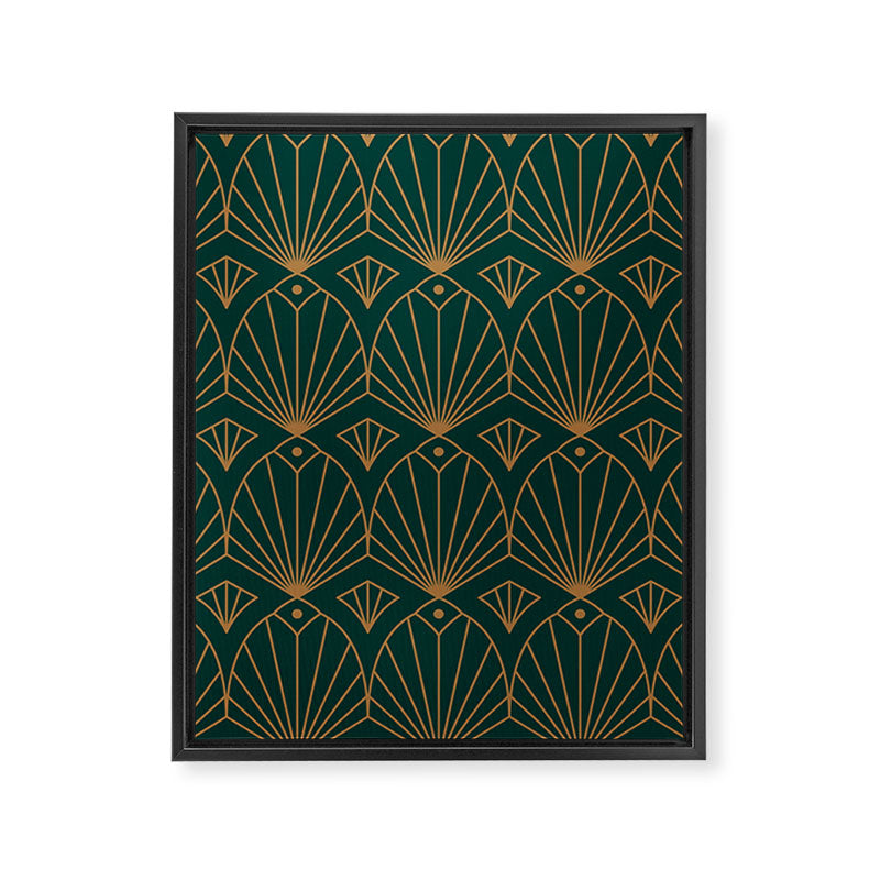 Art Deco Emerald Green & Gold Pattern Framed Canvas Print Gallery Image 8