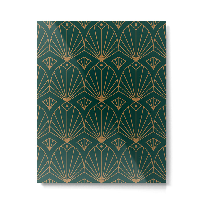 Art Deco Emerald Green & Gold Pattern Metal Print Gallery Image 1