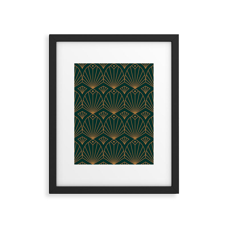 Art Deco Emerald Green & Gold Pattern Framed Art Print Gallery Image 4
