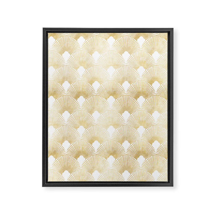 Art Deco Gatsby Golden Fan Pattern Framed Canvas Print Gallery Image 1