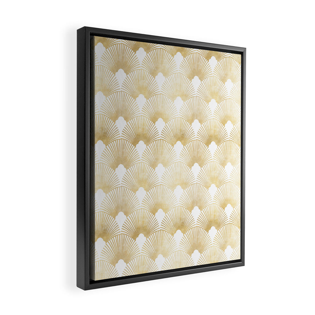 Art Deco Gatsby Golden Fan Pattern Framed Canvas Print Gallery Image 2