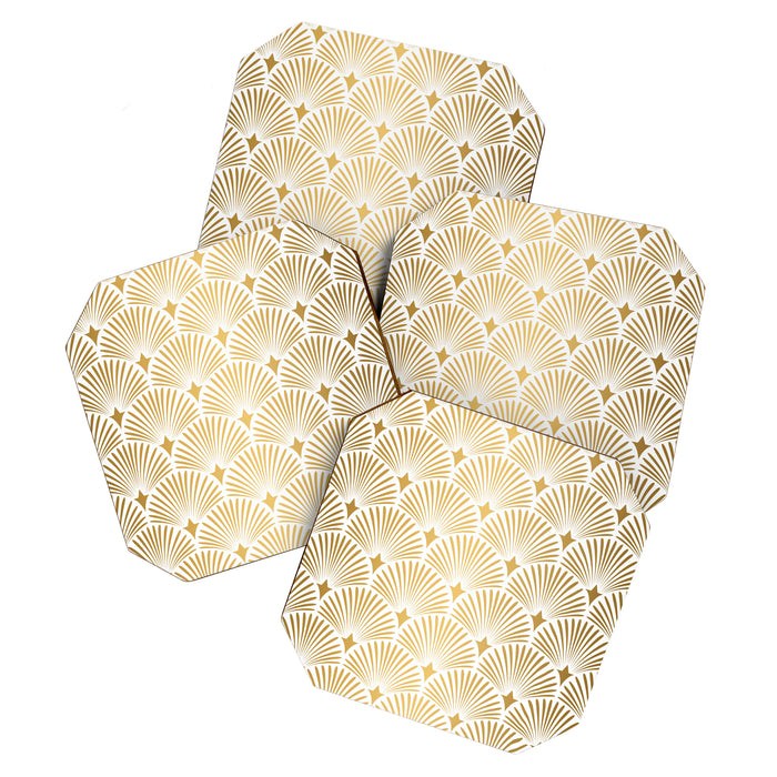 Art Deco Gold & White Gatsby Pattern Coaster Gallery Image 1