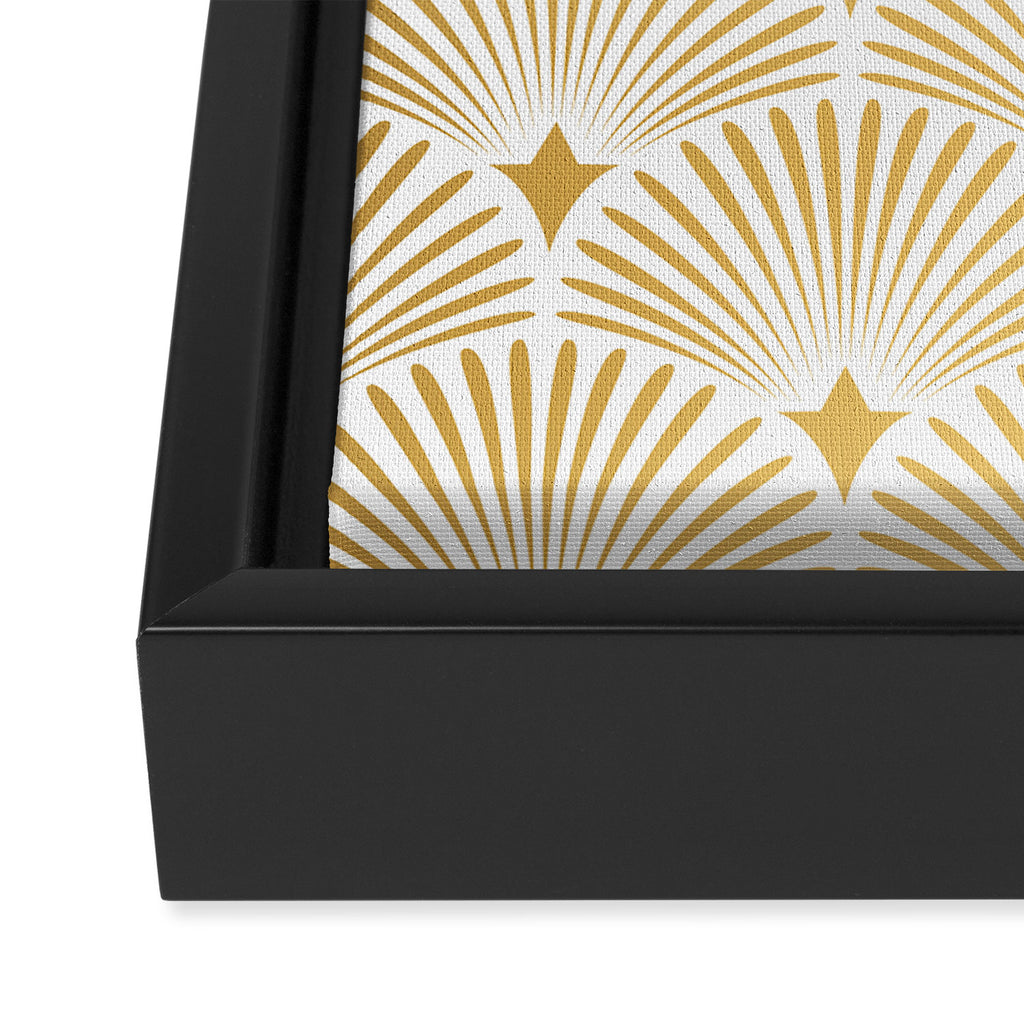 Art Deco Gold & White Gatsby Pattern Framed Canvas Print Gallery Image 3