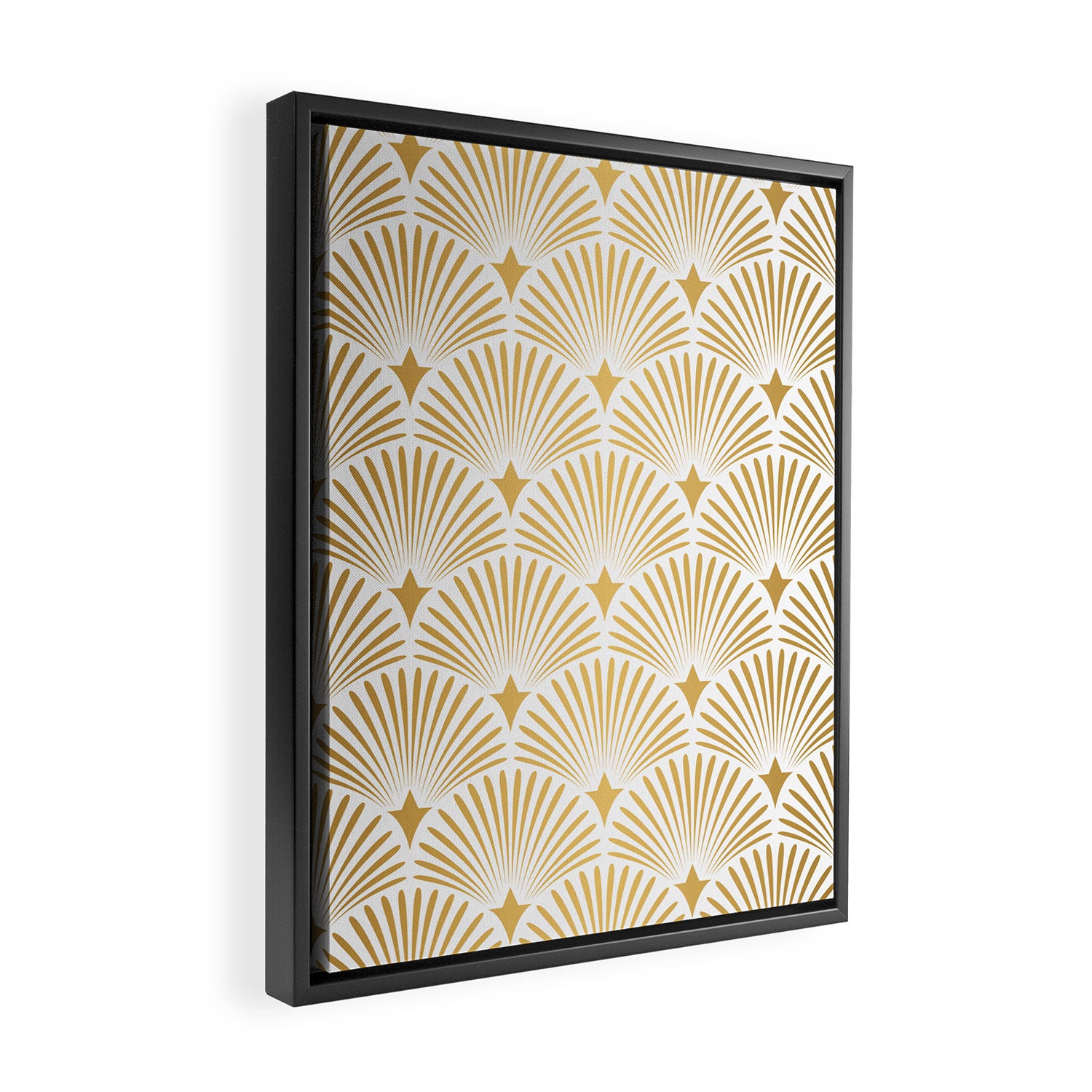 Art Deco Gold & White Gatsby Pattern Framed Canvas Print Gallery Image 2
