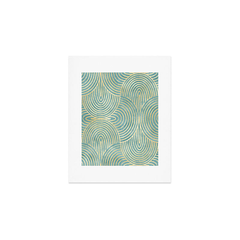 Art Deco Mint Green & Gold Pattern Art Print Gallery Image 1