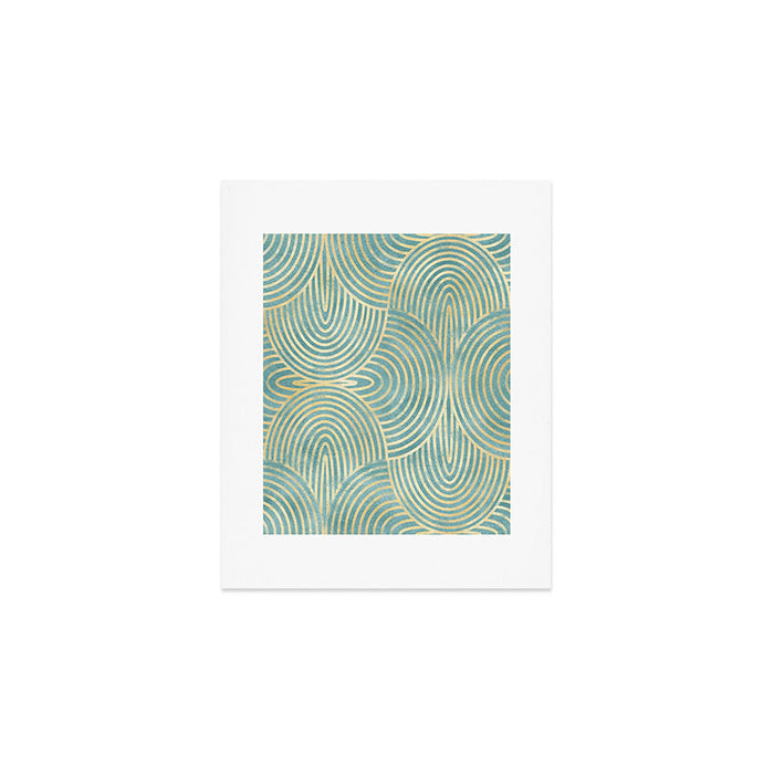 Art Deco Mint Green & Gold Pattern Art Print Gallery Image 1