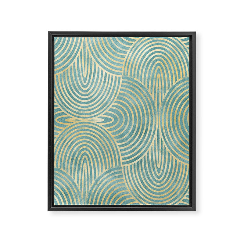 Art Deco Mint Green & Gold Pattern Framed Canvas Print Gallery Image 8