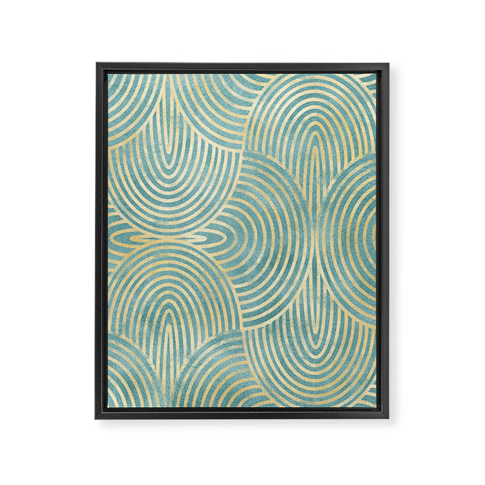 Art Deco Mint Green & Gold Pattern Framed Canvas Print Gallery Image 1