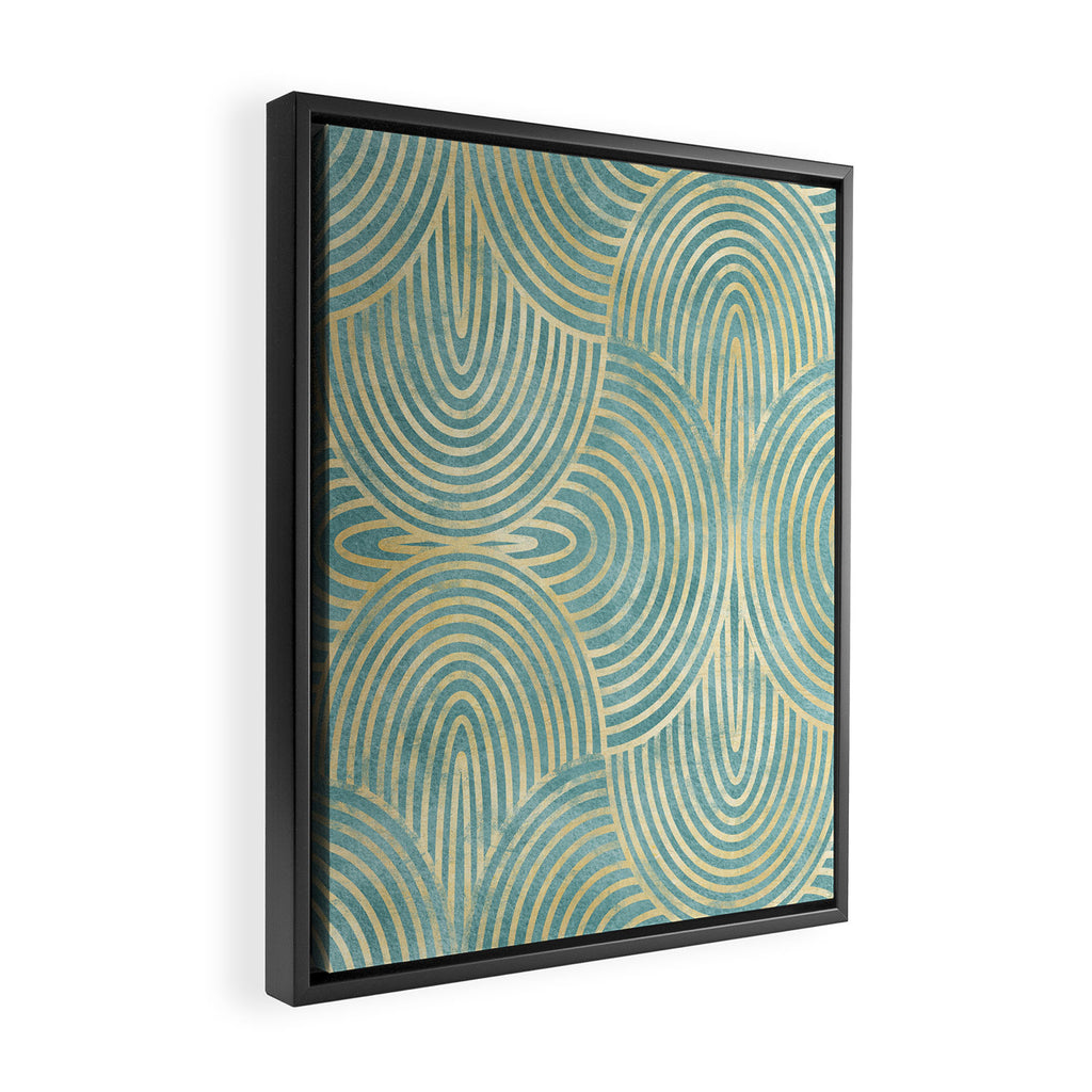 Art Deco Mint Green & Gold Pattern Framed Canvas Print Gallery Image 2