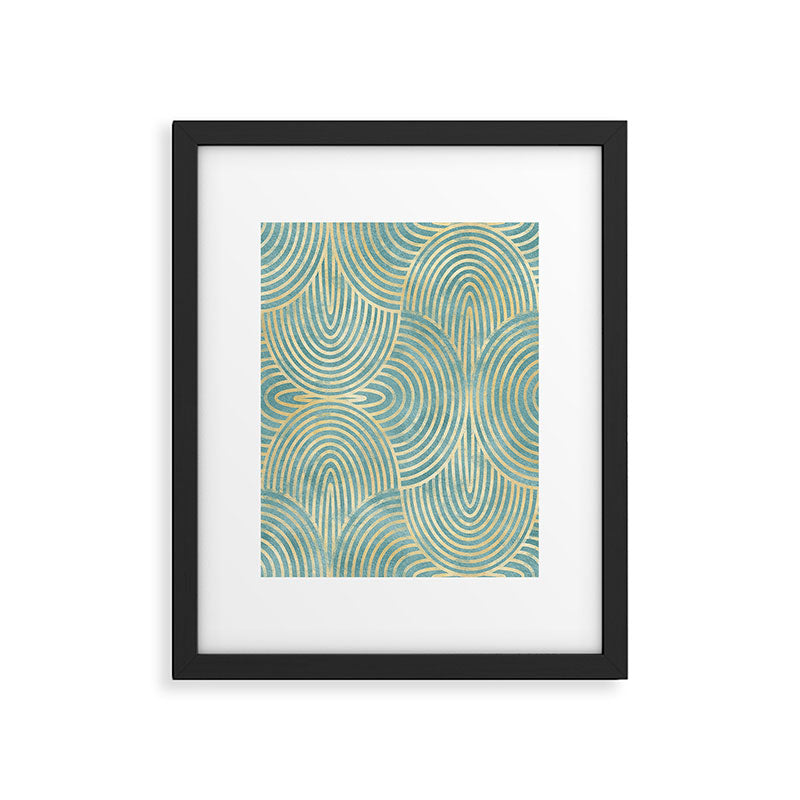 Art Deco Mint Green & Gold Pattern Framed Art Print Gallery Image 6