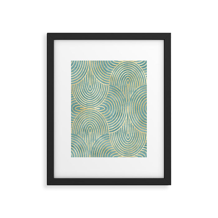 Art Deco Mint Green & Gold Pattern Framed Art Print Gallery Image 1
