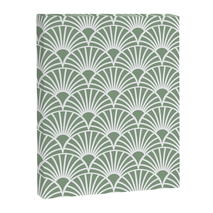 Art Deco Sage Green & White Abstract Fan Pattern Canvas Print Gallery Image 1