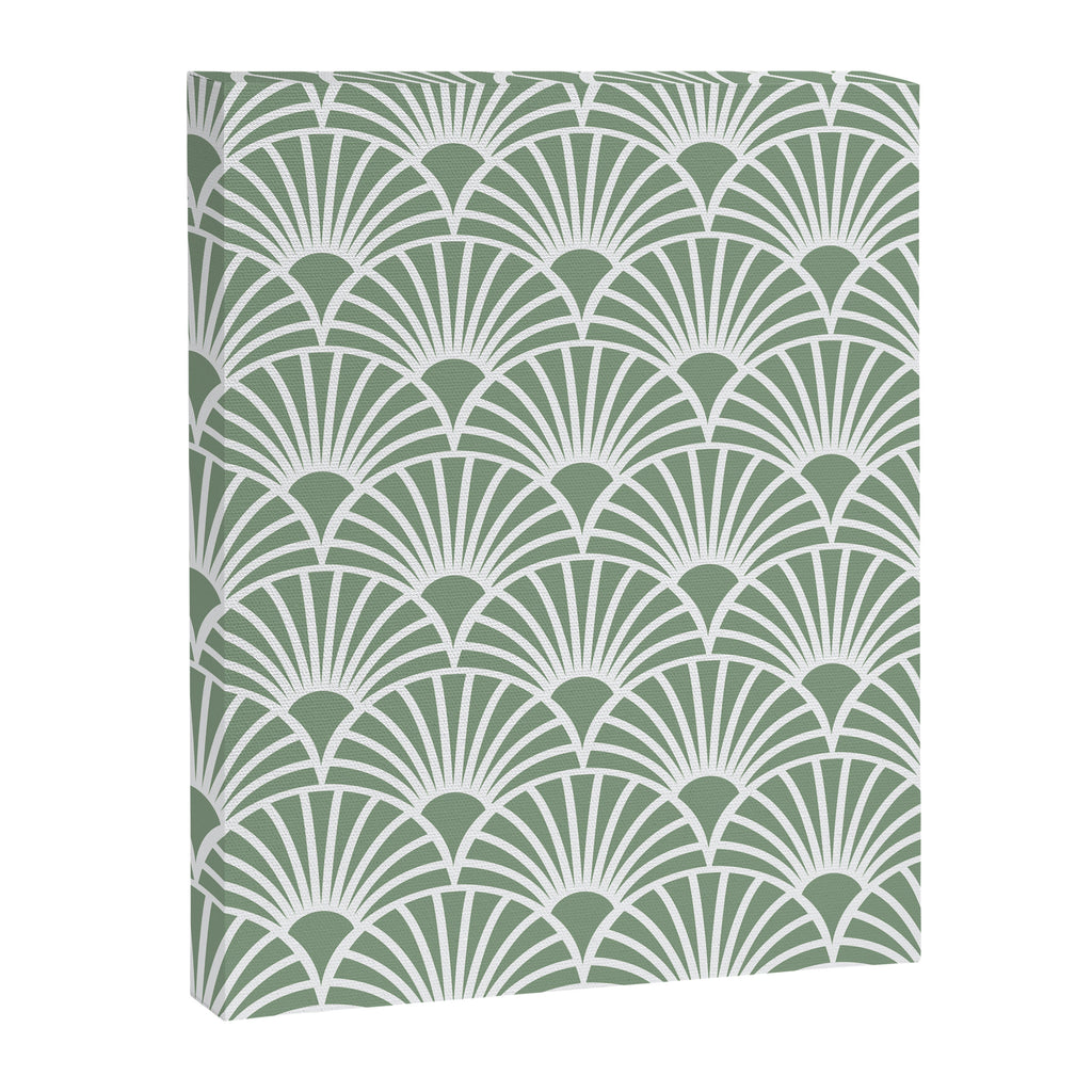 Art Deco Sage Green & White Abstract Fan Pattern Canvas Print Gallery Image 6