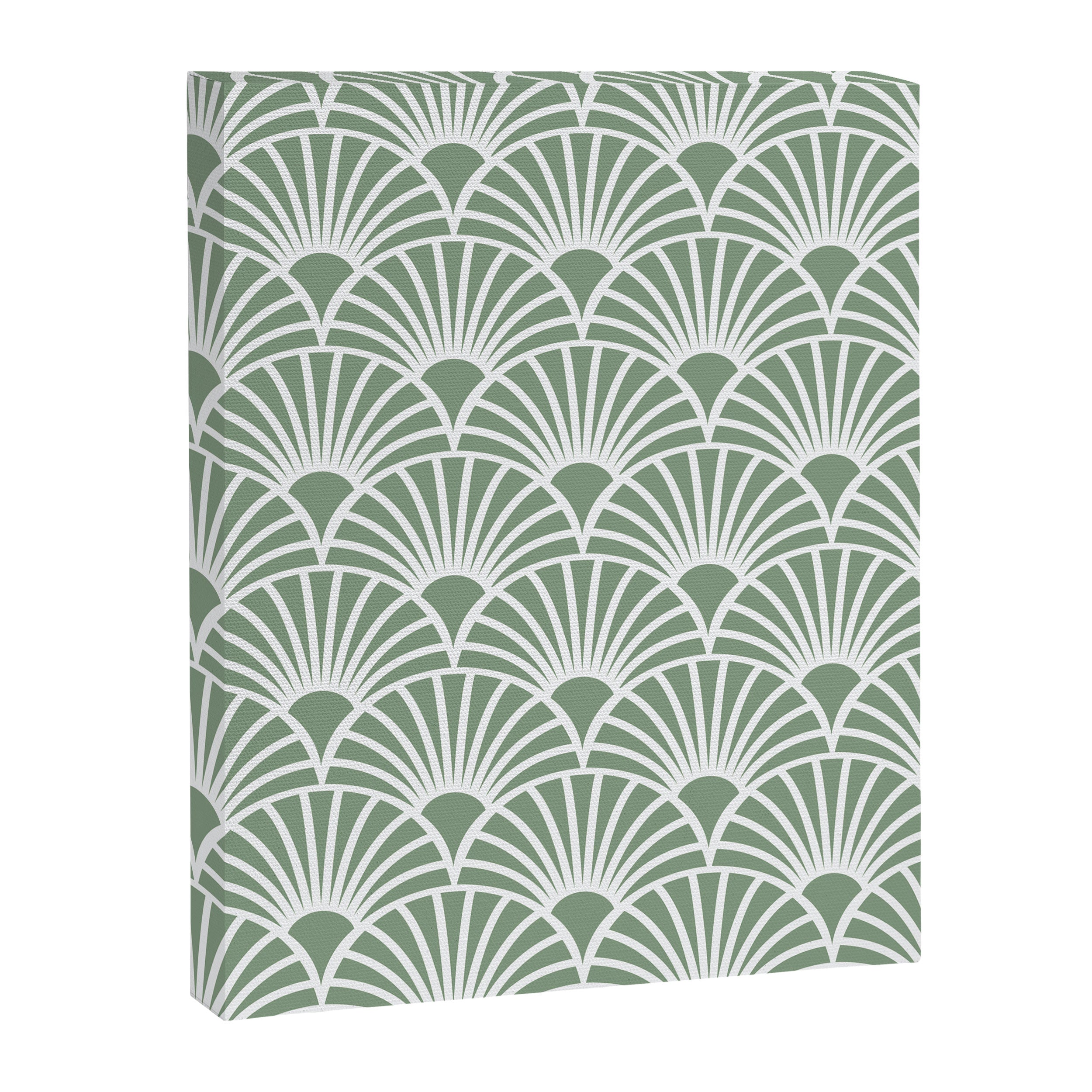 Art Deco Sage Green & White Abstract Fan Pattern Canvas Print Gallery Image 6