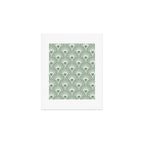 Art Deco Sage Green & White Abstract Fan Pattern Art Print Gallery Image 1