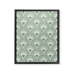 Art Deco Sage Green & White Abstract Fan Pattern Framed Canvas Print Gallery Image 6