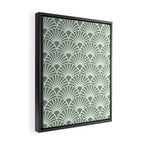 Art Deco Sage Green & White Abstract Fan Pattern Framed Canvas Print Gallery Image 2