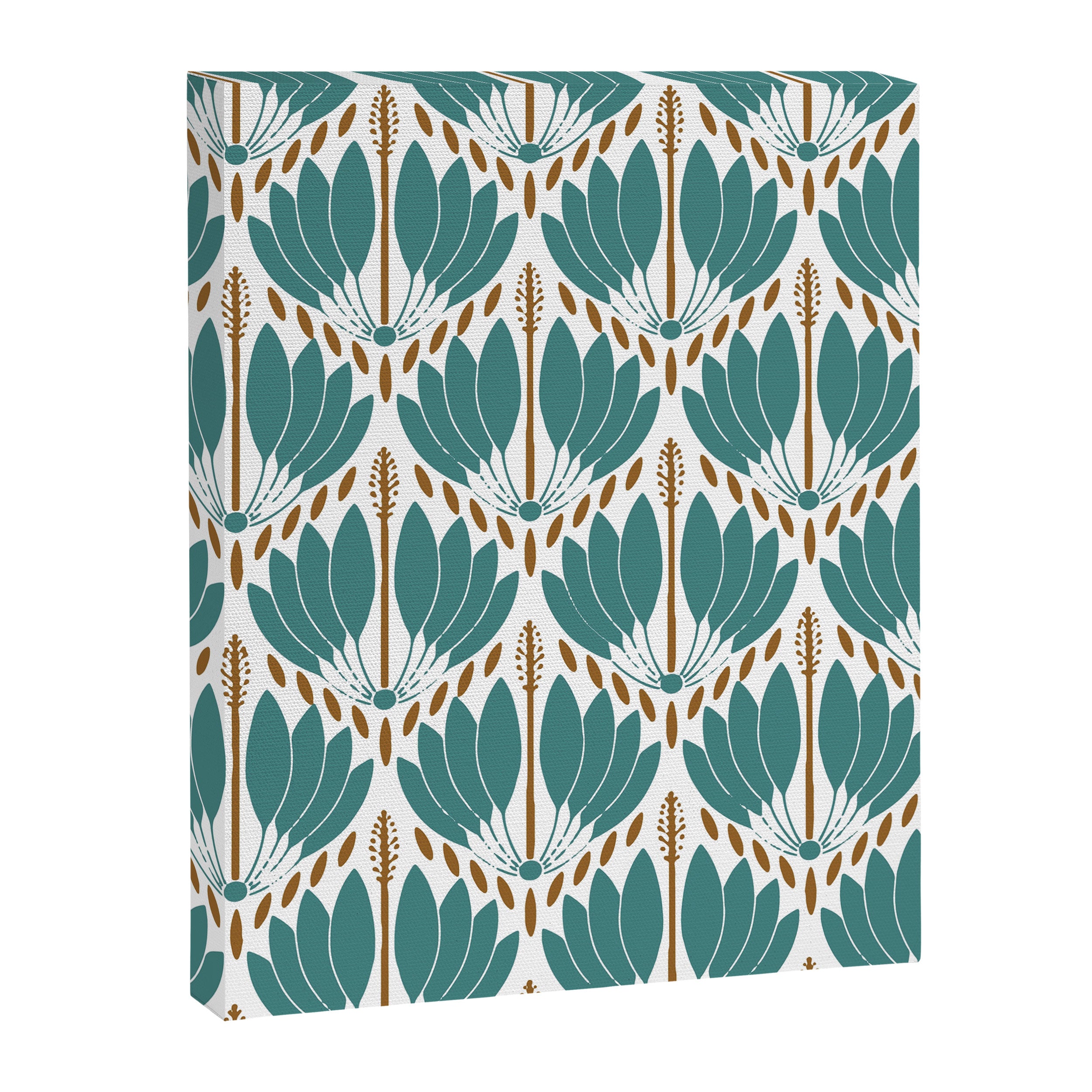 Art Deco White Green & Gold Abstract Pattern Canvas Print Gallery Image 8
