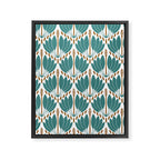 Art Deco White Green & Gold Abstract Pattern Framed Canvas Print Gallery Image 8