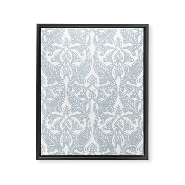 Art Nouveau Silver Grey & White Pattern Framed Canvas Print Gallery Image 1