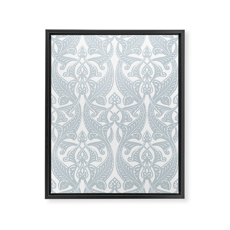 Art Nouveau Silver Grey & White Pattern Framed Canvas Print Gallery Image 8