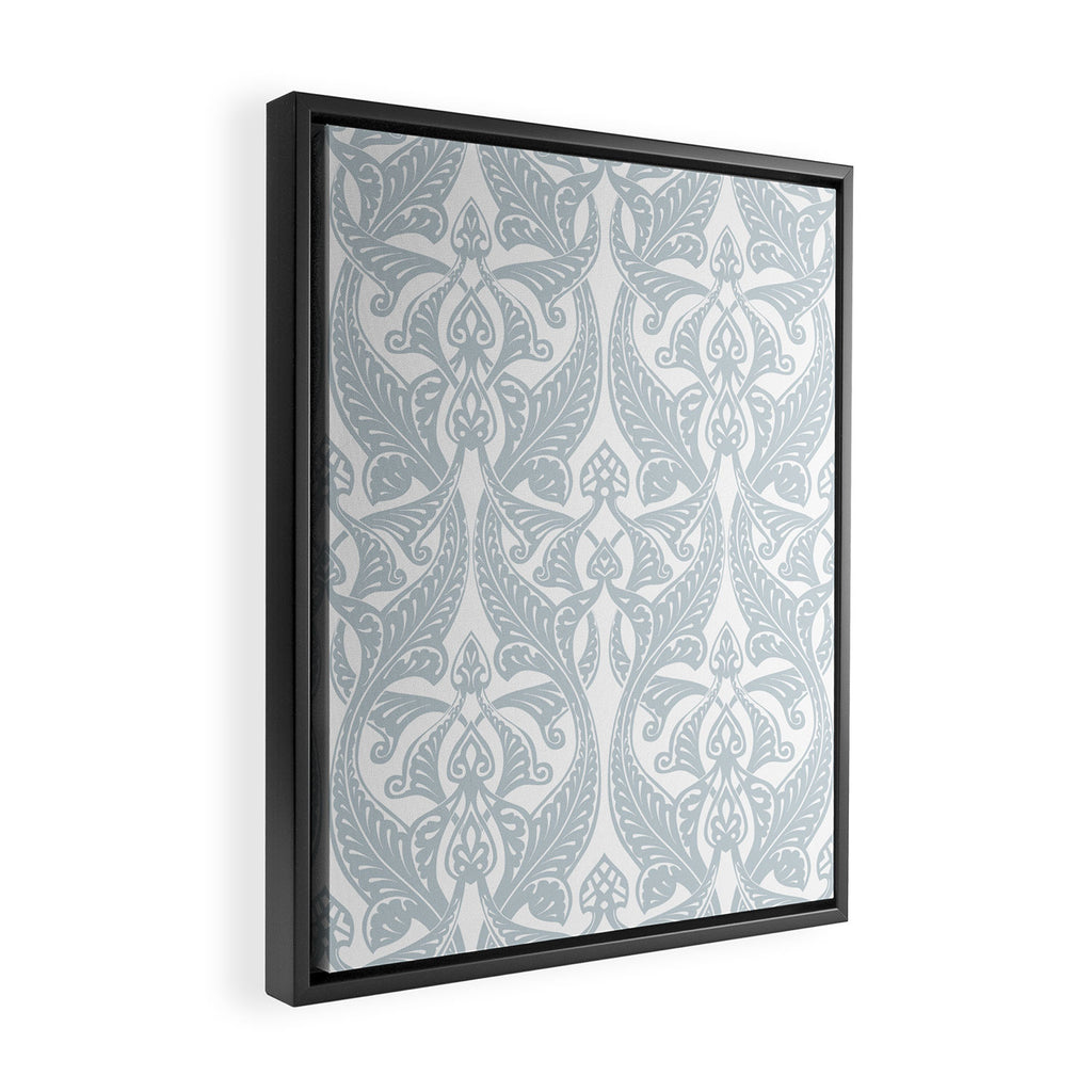 Art Nouveau Silver Grey & White Pattern Framed Canvas Print Gallery Image 2