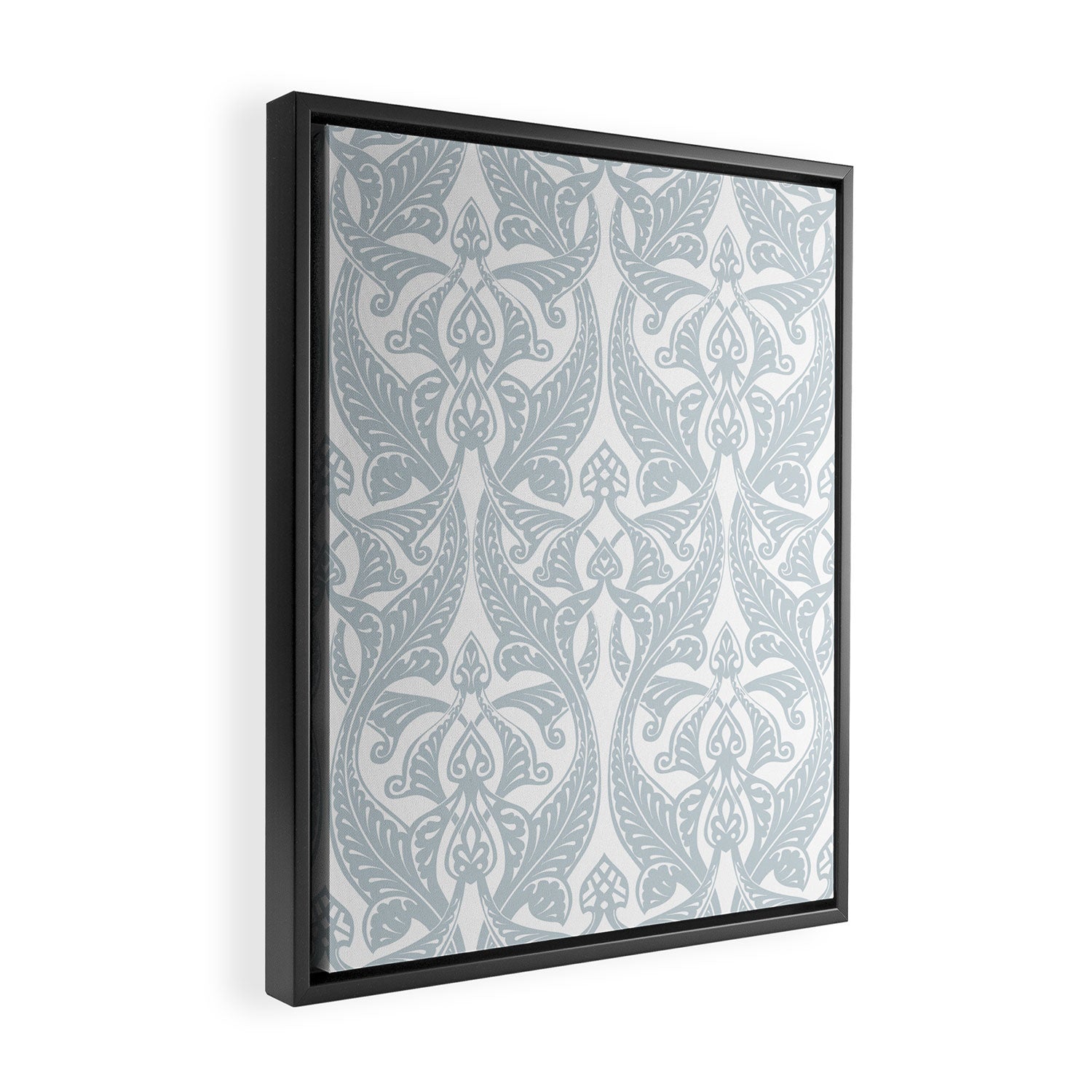 Art Nouveau Silver Grey & White Pattern Framed Canvas Print Gallery Image 2