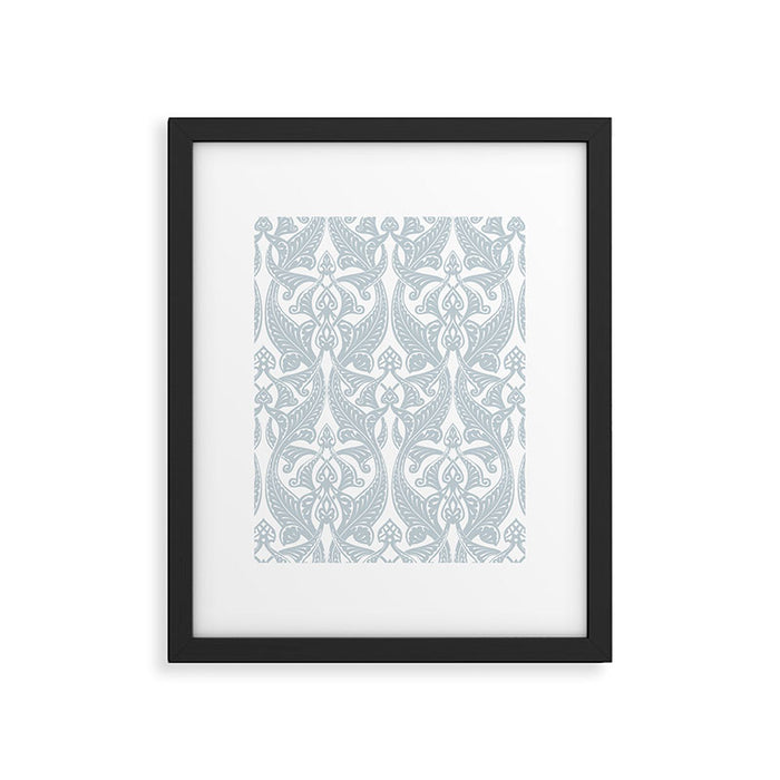 Art Nouveau Silver Grey & White Pattern Framed Art Print Gallery Image 1
