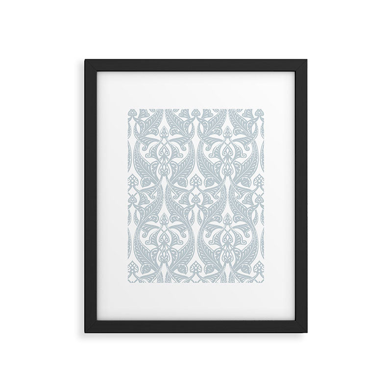Art Nouveau Silver Grey & White Pattern Framed Art Print Gallery Image 6