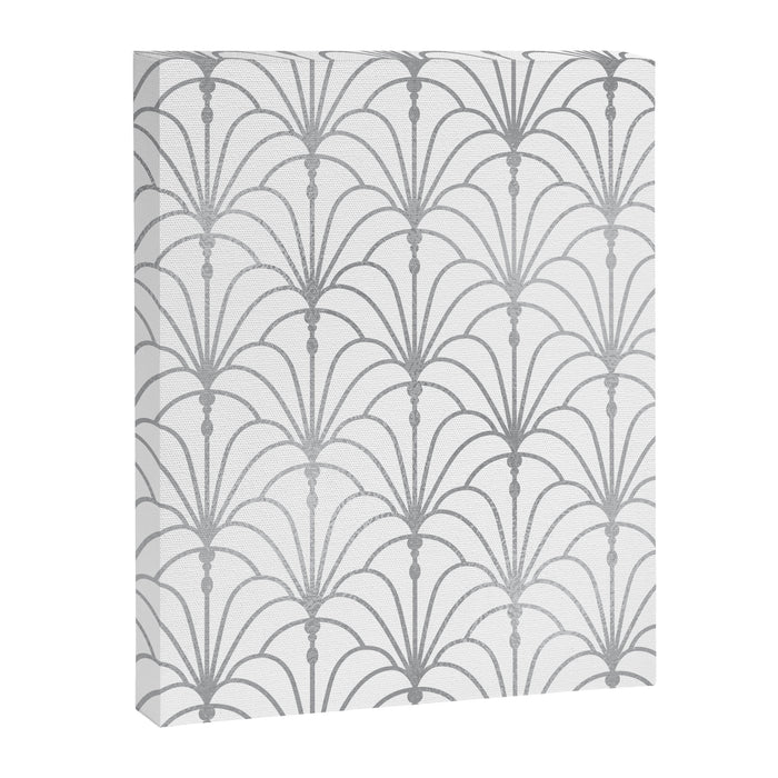 Art Nouveau White & Silver Grey Pattern Canvas Print Gallery Image 1