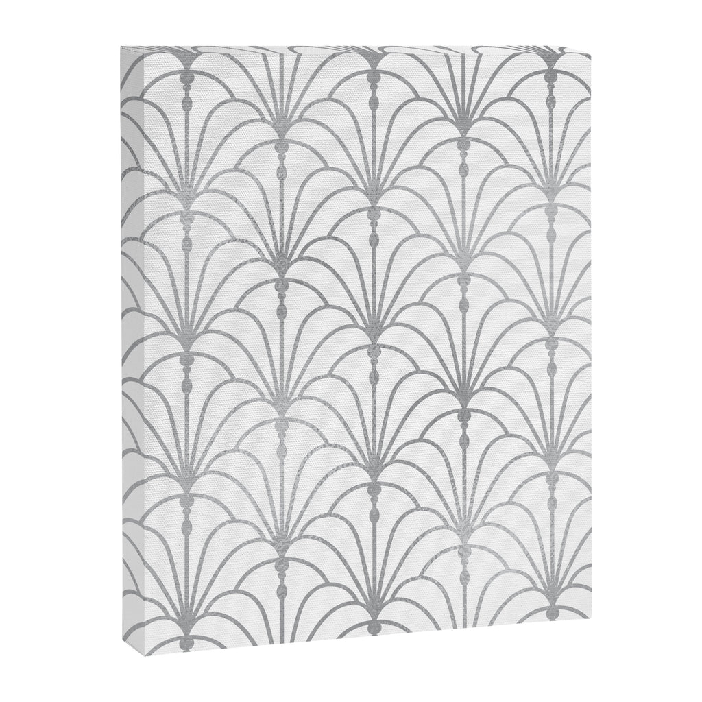 Art Nouveau White & Silver Grey Pattern Canvas Print Gallery Image 8