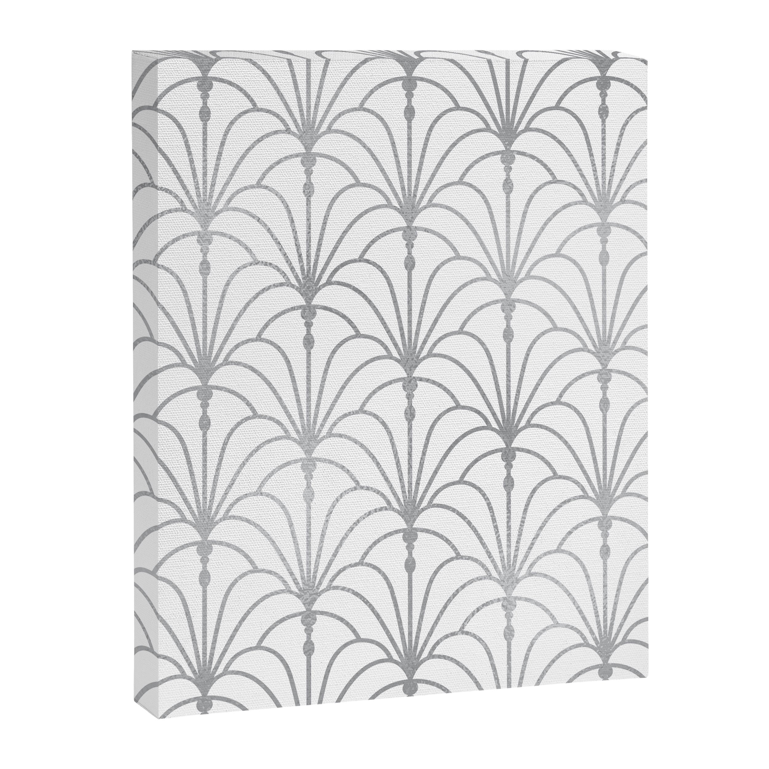 Art Nouveau White & Silver Grey Pattern Canvas Print Gallery Image 8