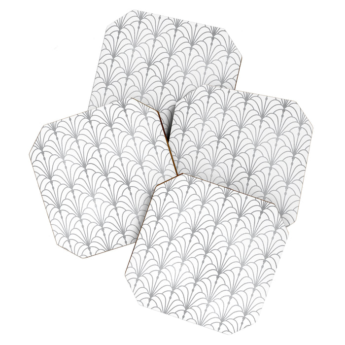 Art Nouveau White & Silver Grey Pattern Coaster Gallery Image 1
