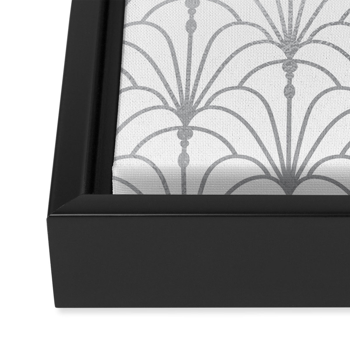 Art Nouveau White & Silver Grey Pattern Framed Canvas Print Gallery Image 3