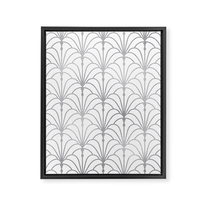 Art Nouveau White & Silver Grey Pattern Framed Canvas Print Gallery Image 1