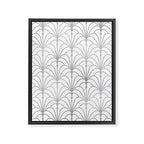 Art Nouveau White & Silver Grey Pattern Framed Canvas Print Gallery Image 8