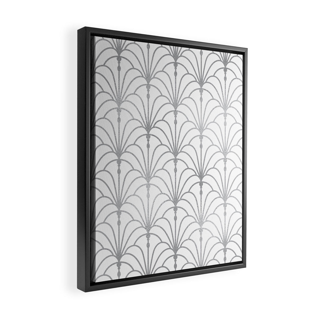 Art Nouveau White & Silver Grey Pattern Framed Canvas Print Gallery Image 2