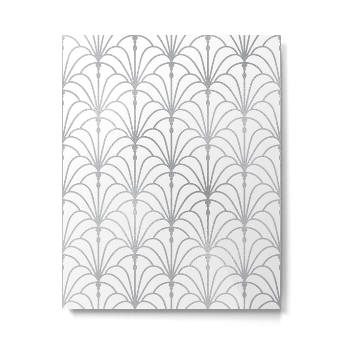 Art Nouveau White & Silver Grey Pattern Metal Print Gallery Image 1