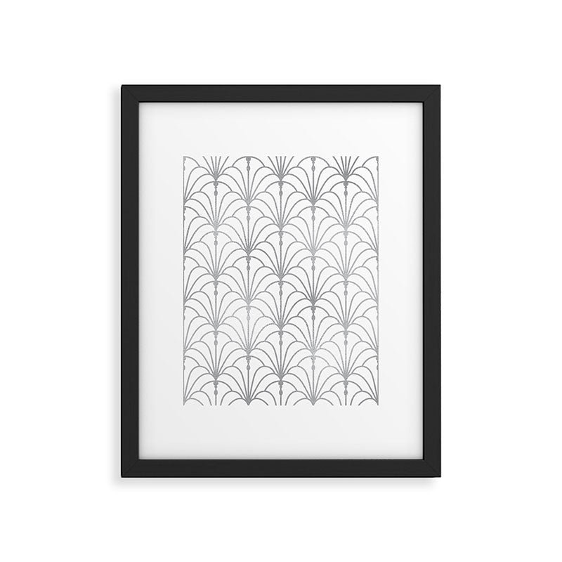 Art Nouveau White & Silver Grey Pattern Framed Art Print Gallery Image 6