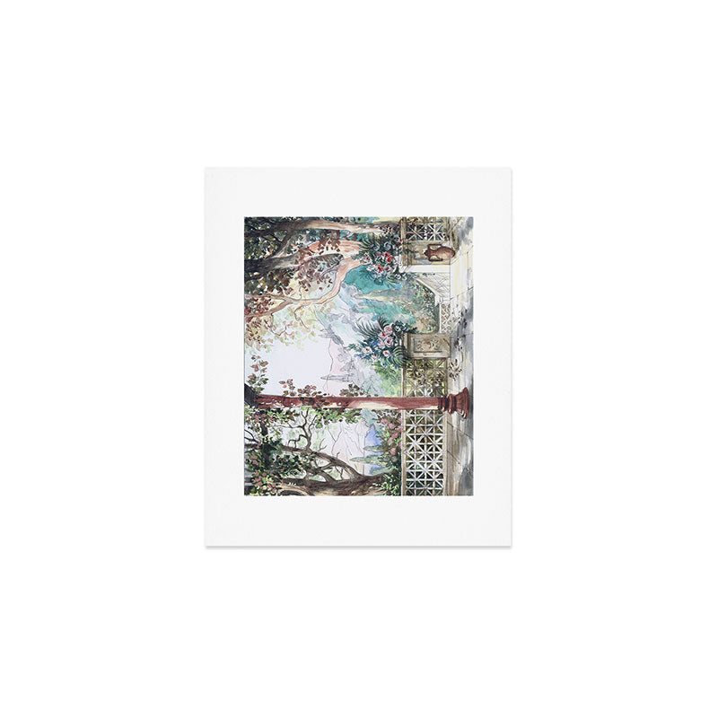 Beautiful Italian Courtyard Terrace Garden Art Print Gallery Image 1