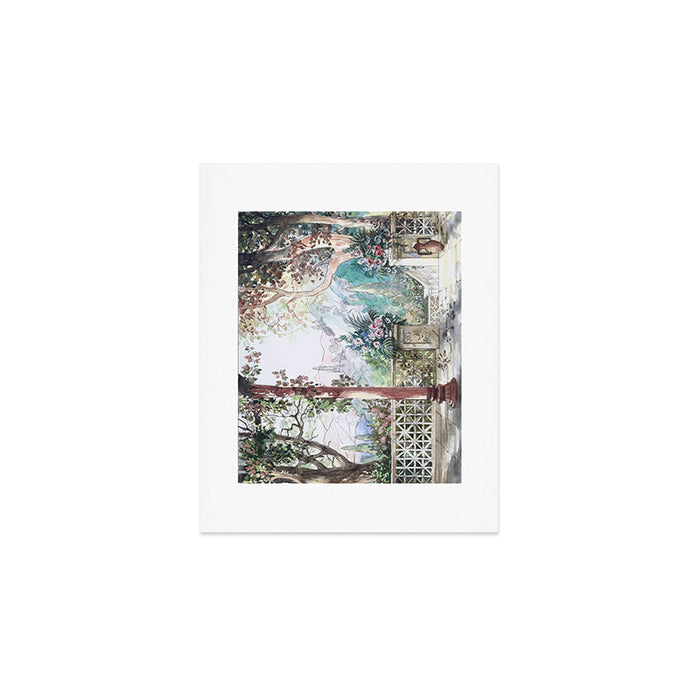 Beautiful Italian Courtyard Terrace Garden Art Print Gallery Image 1