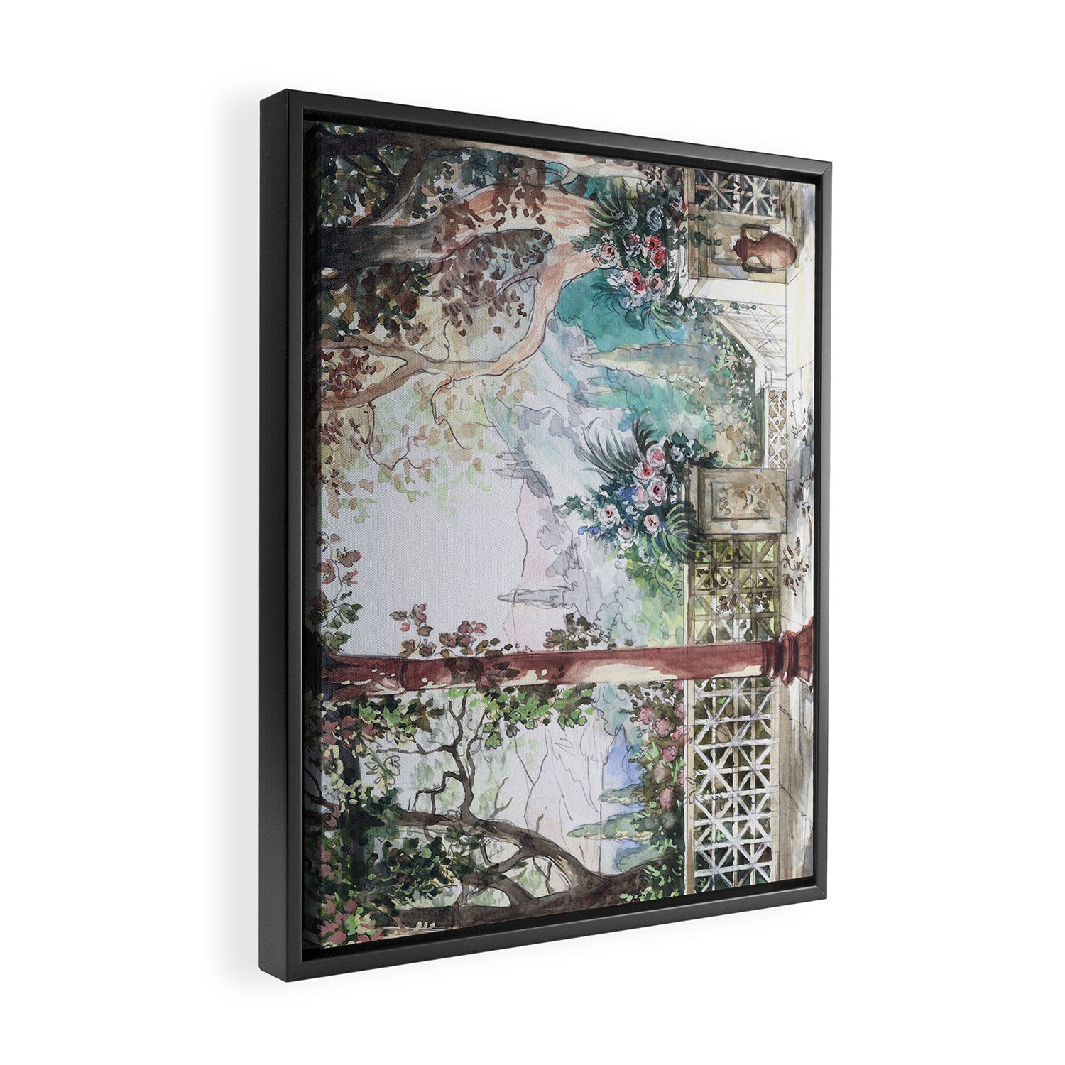 Beautiful Italian Courtyard Terrace Garden Framed Canvas Print Gallery Image 2