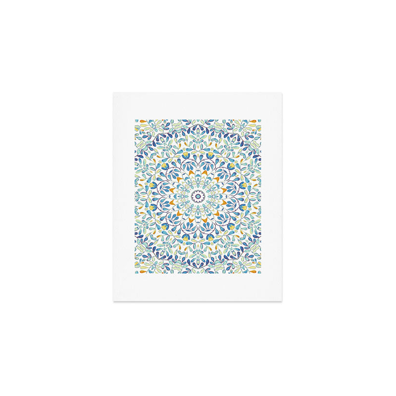 Beautiful Mint Green & White Moroccan Mandala Art Art Print Gallery Image 1